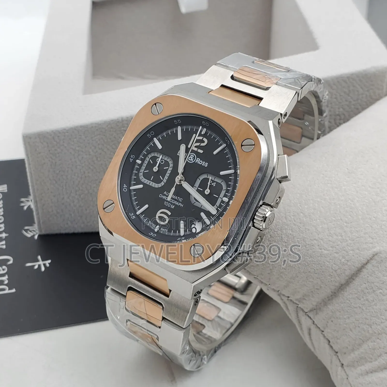 Luxury Bell Ross Chrono Watch Two-Tone Steel and Rose Gold Bracelet