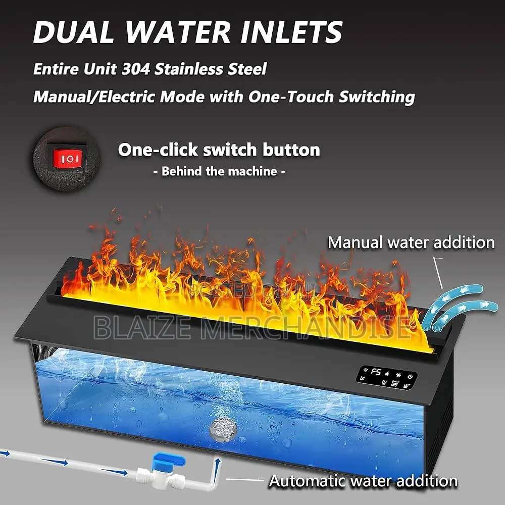 Electric Fireplace 3d Water Vapor Recessed Realistic Atomized Flame
