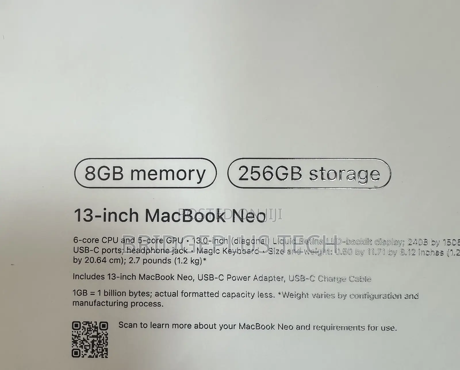 New Laptop Apple MacBook Neo 2026 8GB SSD 256GB