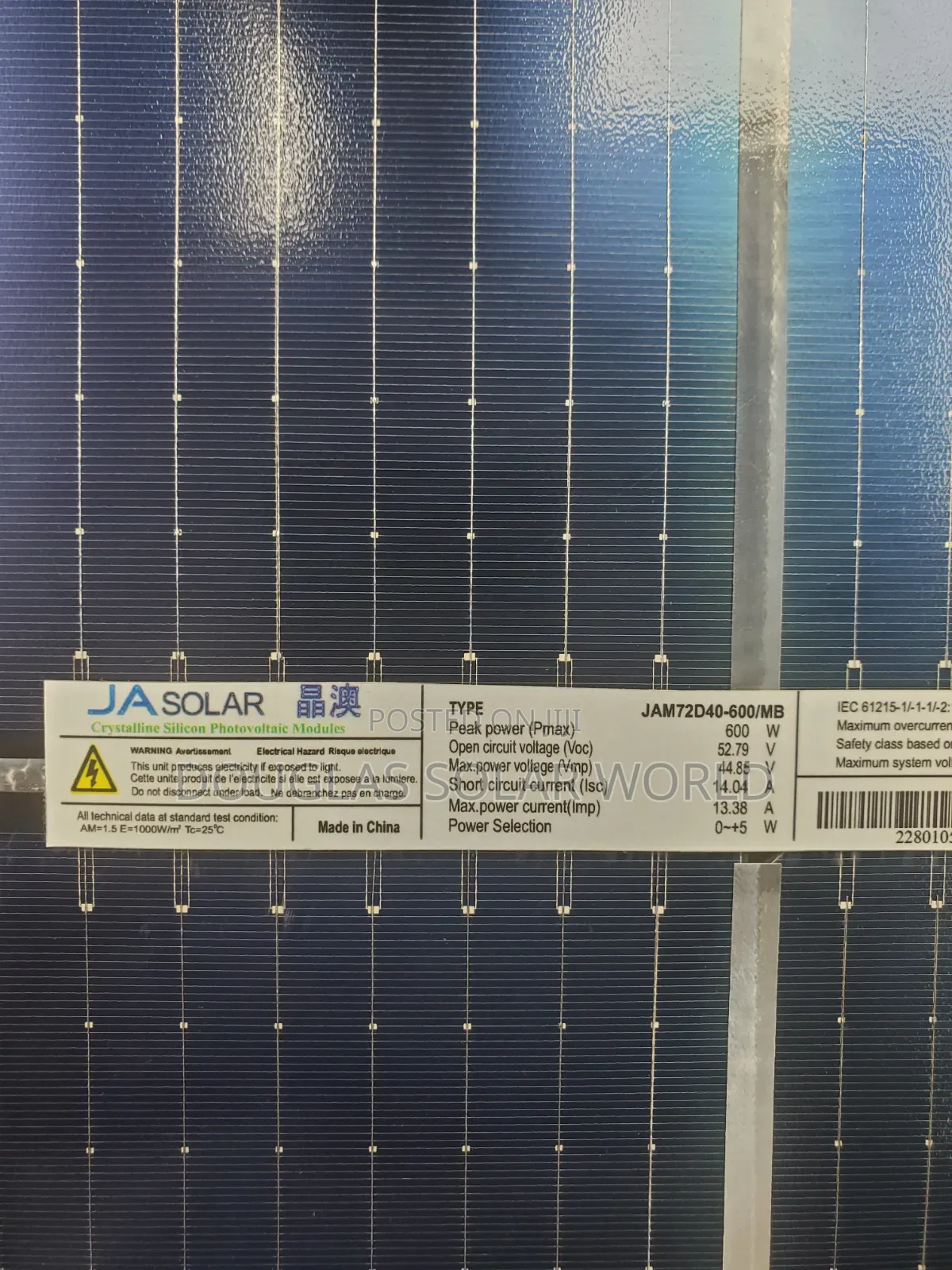 Ja Solar 600w Mono Bifacial Solar Panel