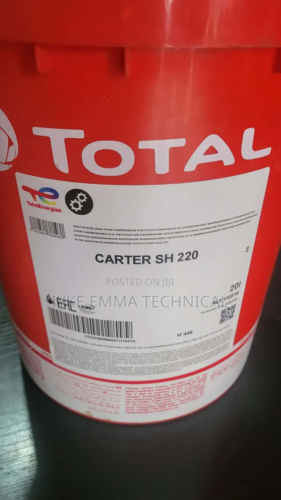Totalenergies Carter Sh 220 Synthetic Industrial Gear Oil
