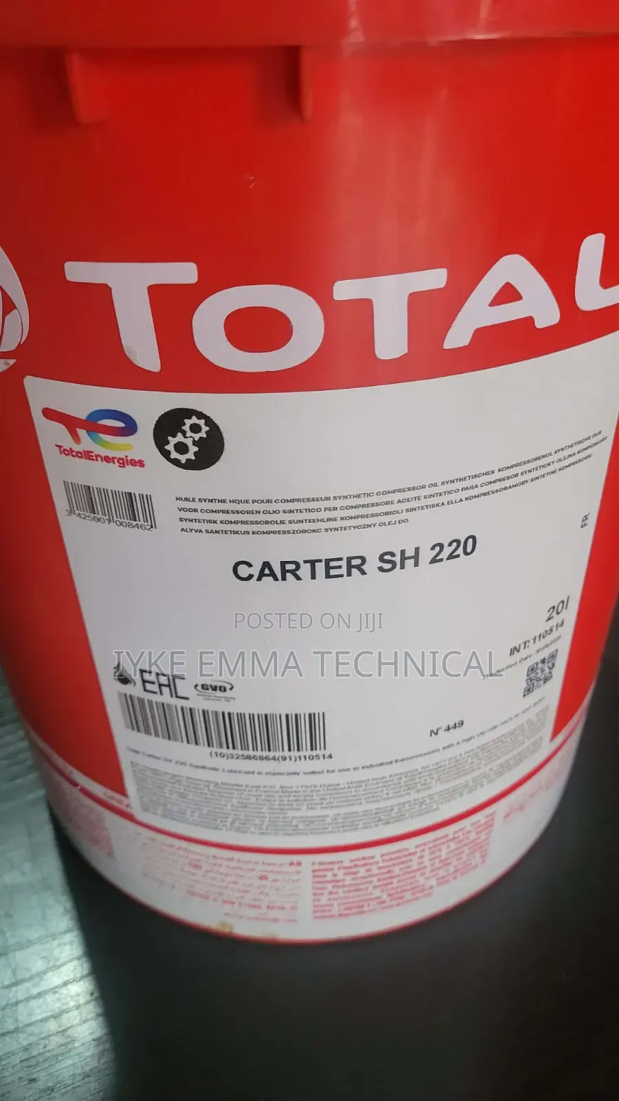 Totalenergies Carter Sh 220 Synthetic Industrial Gear Oil