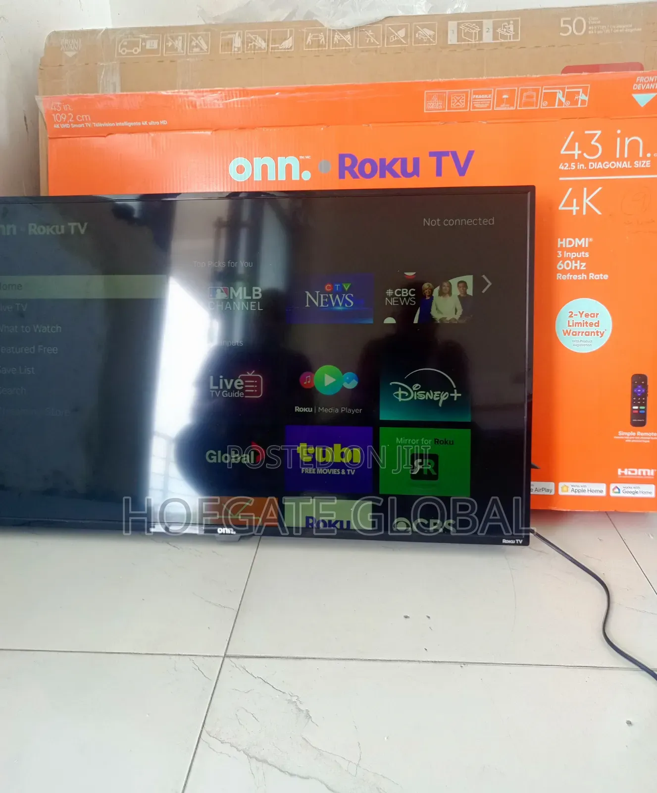 Foreign Used Onn. 43" Uhd Led Roku Smart Tv