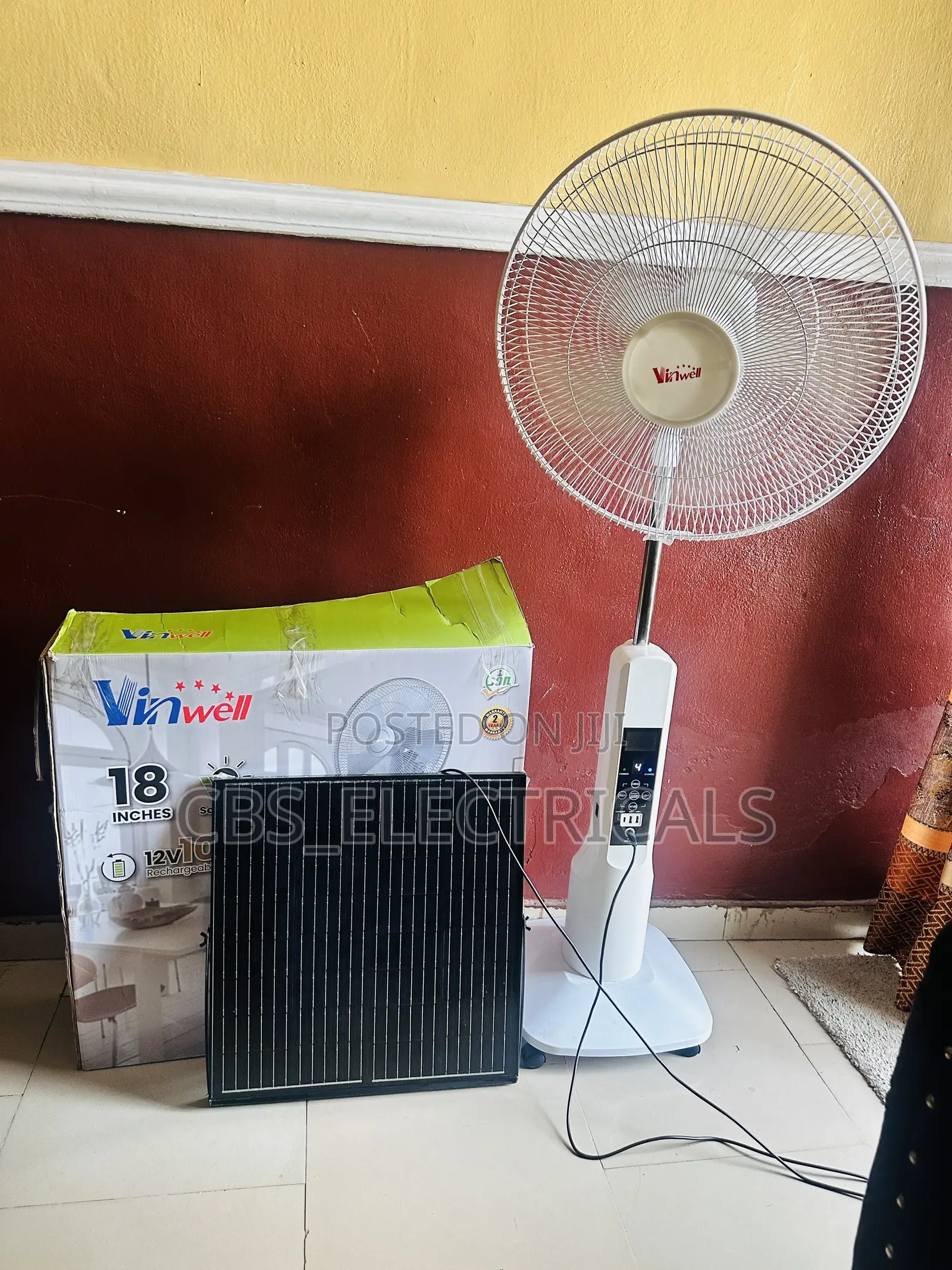 Vinwell 18-Inch Solar Rechargeable Standing Fan