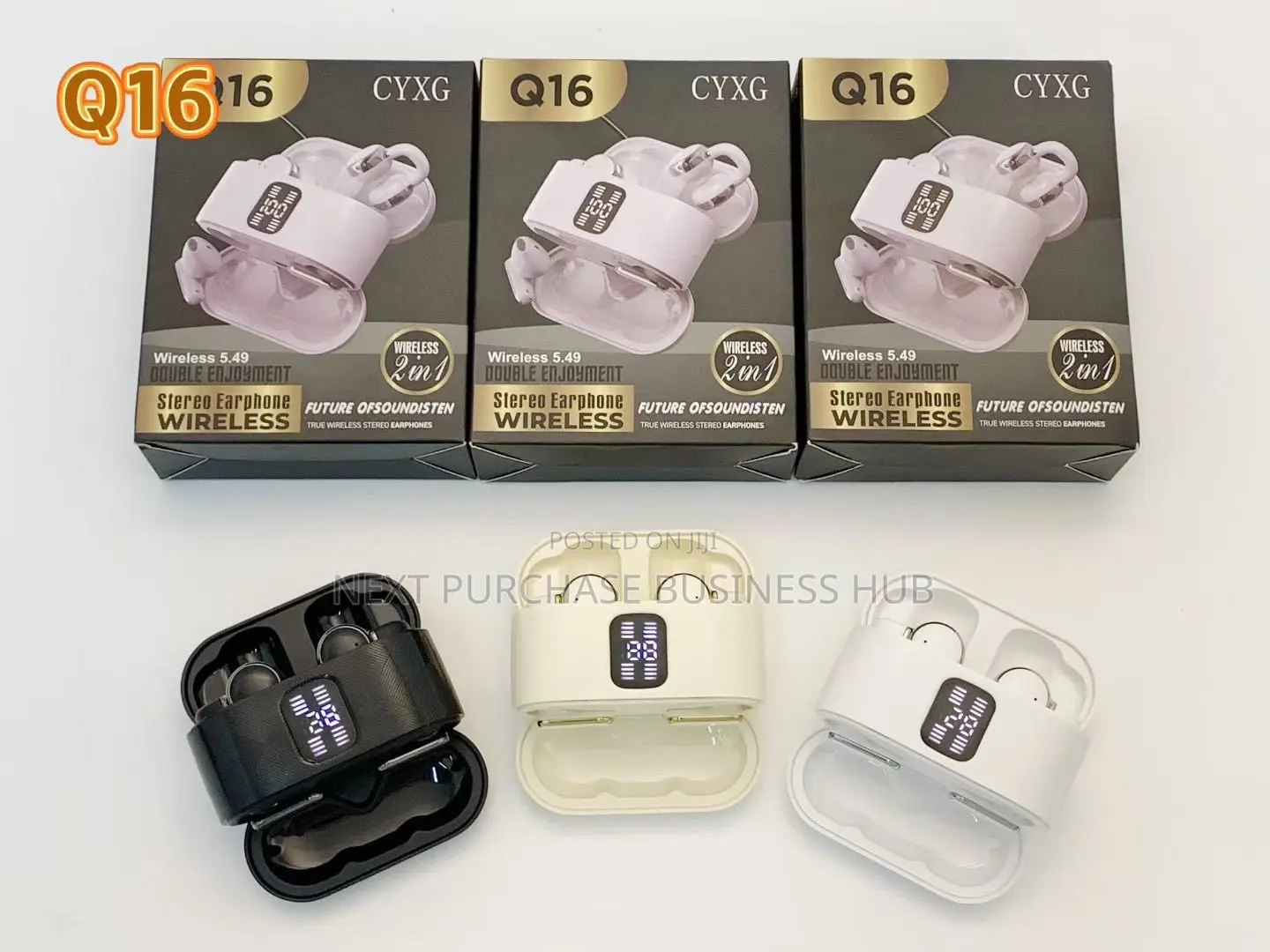 2 in 1 Q16 Wireless Earbuds – Clear Sound, Smart Display