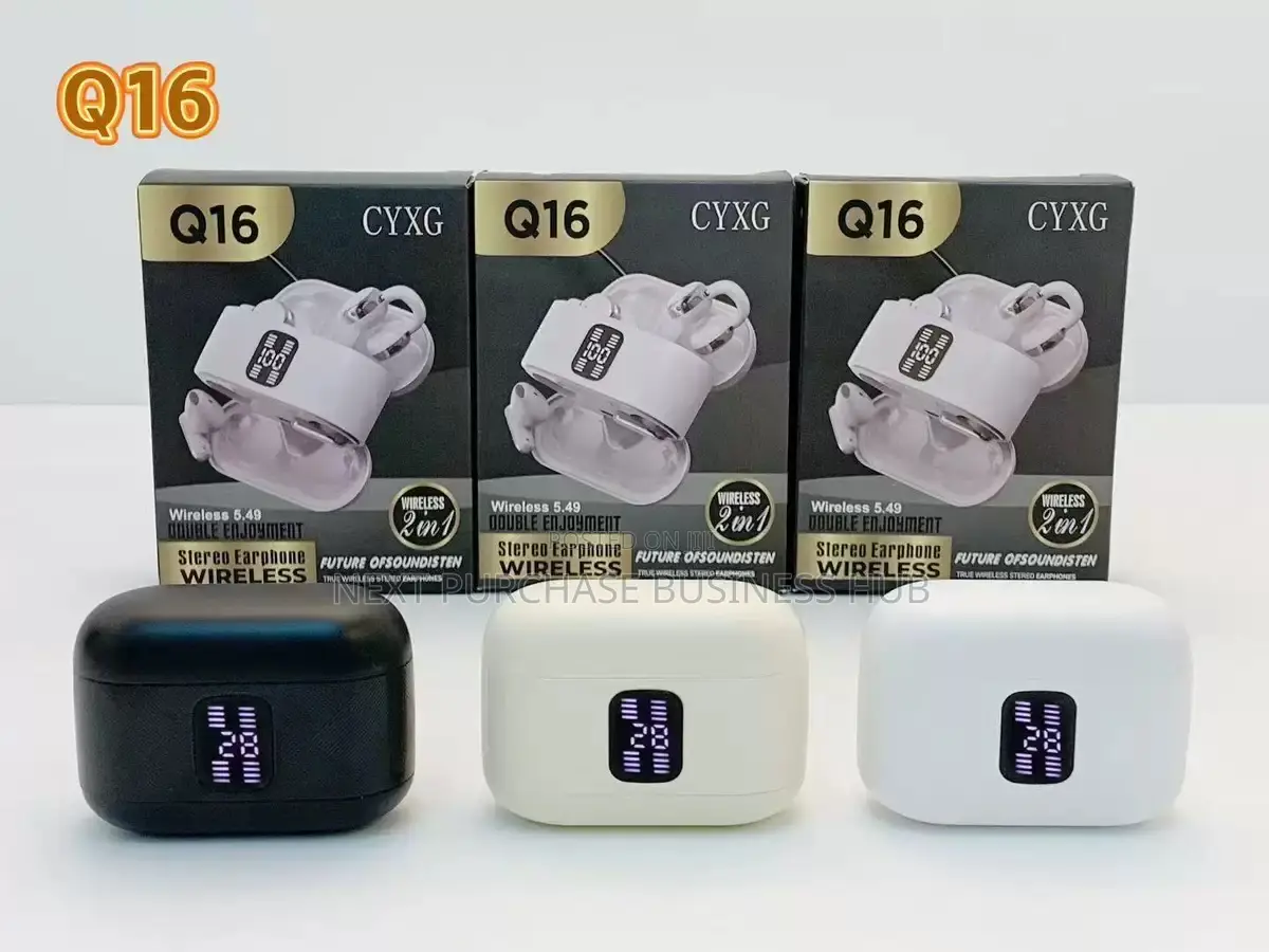 2 in 1 Q16 Wireless Earbuds – Clear Sound, Smart Display