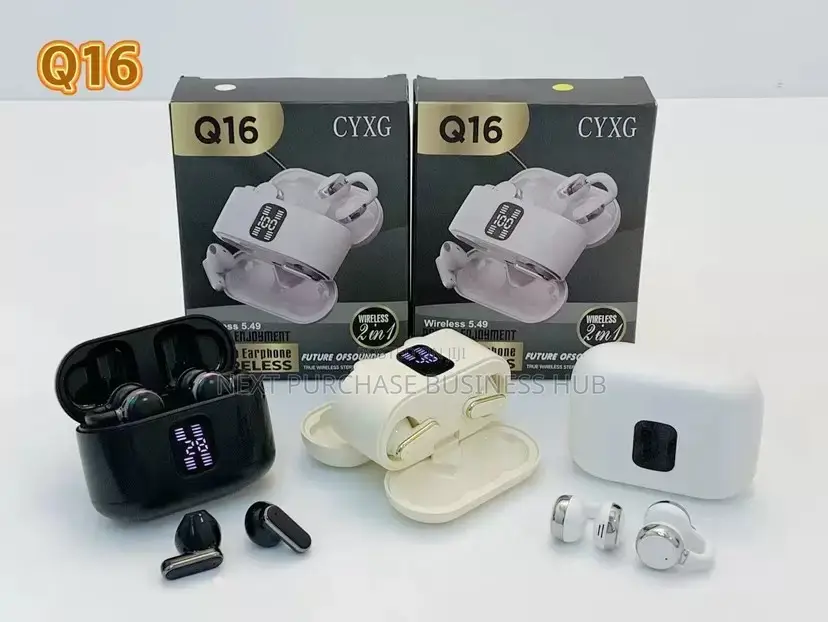 2 in 1 Q16 Wireless Earbuds – Clear Sound, Smart Display