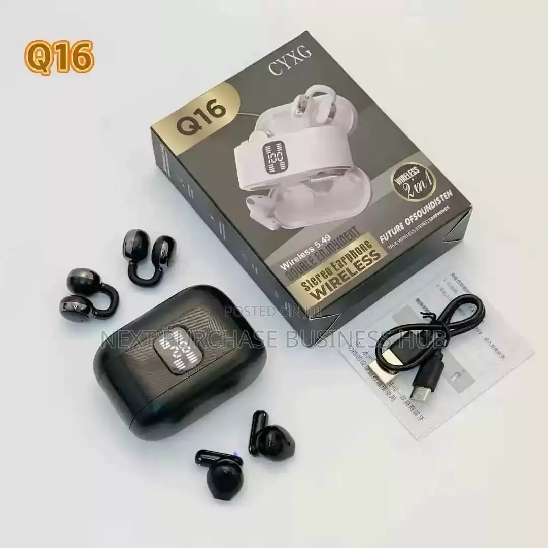 2 in 1 Q16 Wireless Earbuds – Clear Sound, Smart Display
