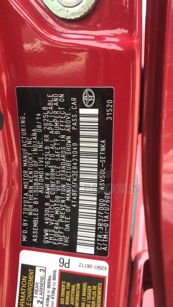 Toyota Camry L 4dr Sedan (2.5L 4cyl 6A) 2013 Red