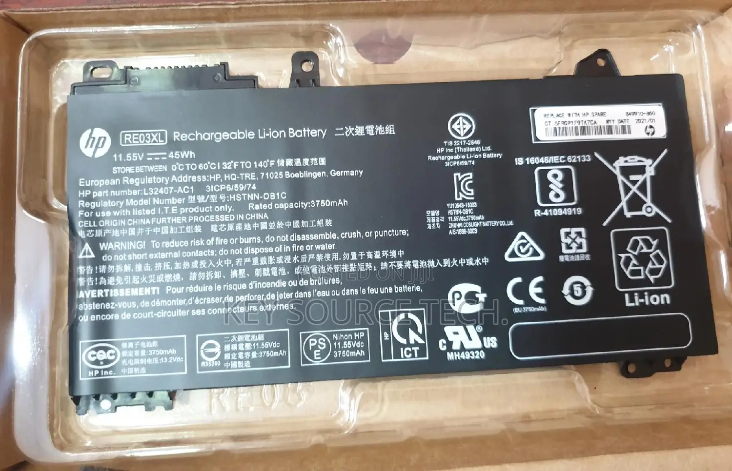 Hp Re03xl Laptop Battery For Hp 450 G6, 440 G6 430 G6 455 G6 Original
