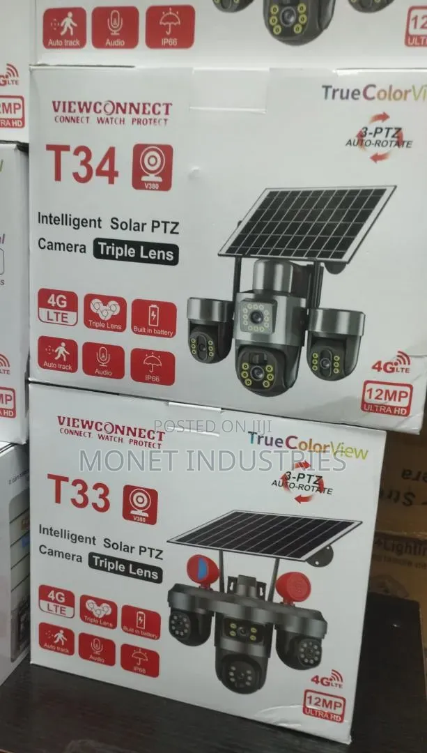 12mp Solar Powered CCTV Camera 4lens Solar PTZ Camera
