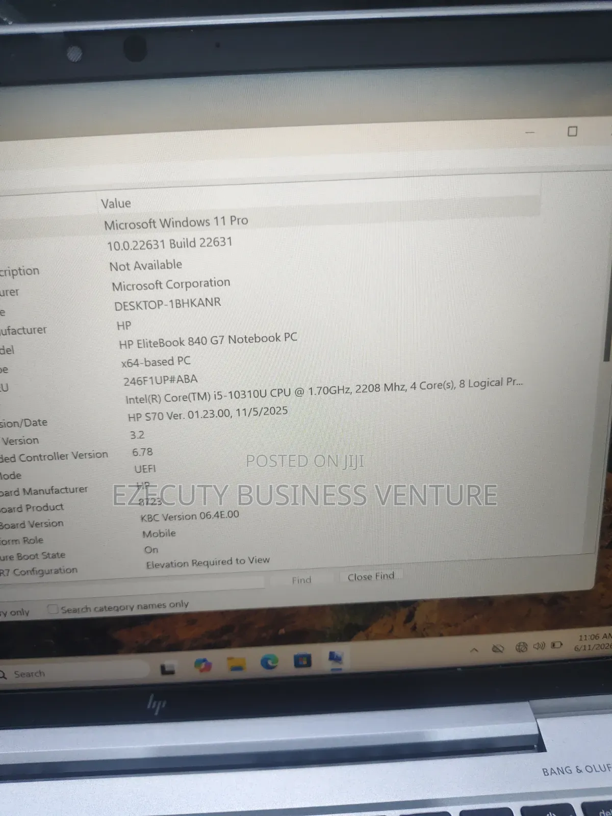 Laptop HP EliteBook 840 G7 8GB Intel Core i5 SSD 256GB