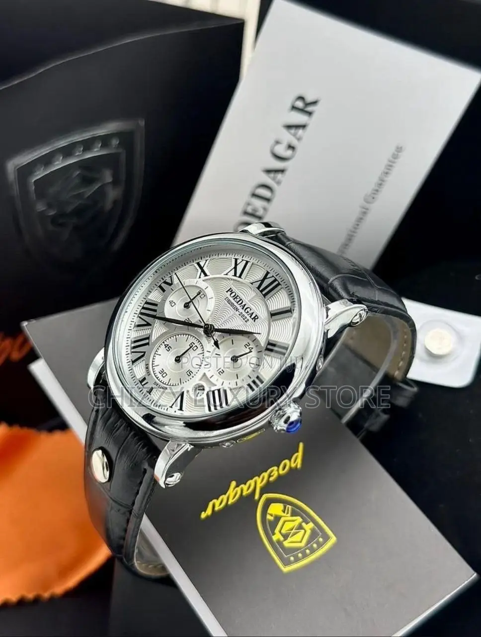 Poedagar Quality Men Genuine Leather Wristwatch