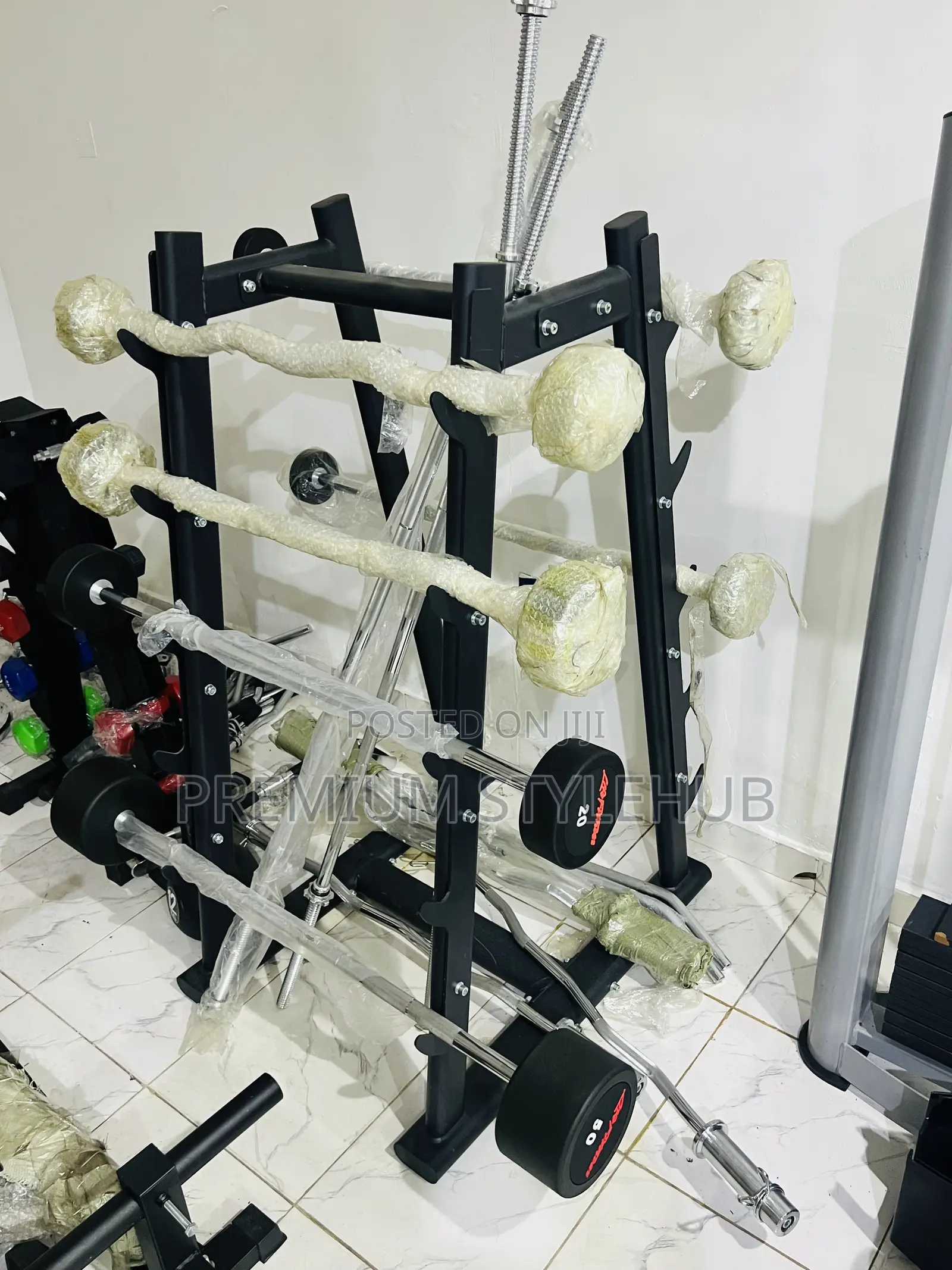Fixed Olympic Rubber Dumbbell Rack