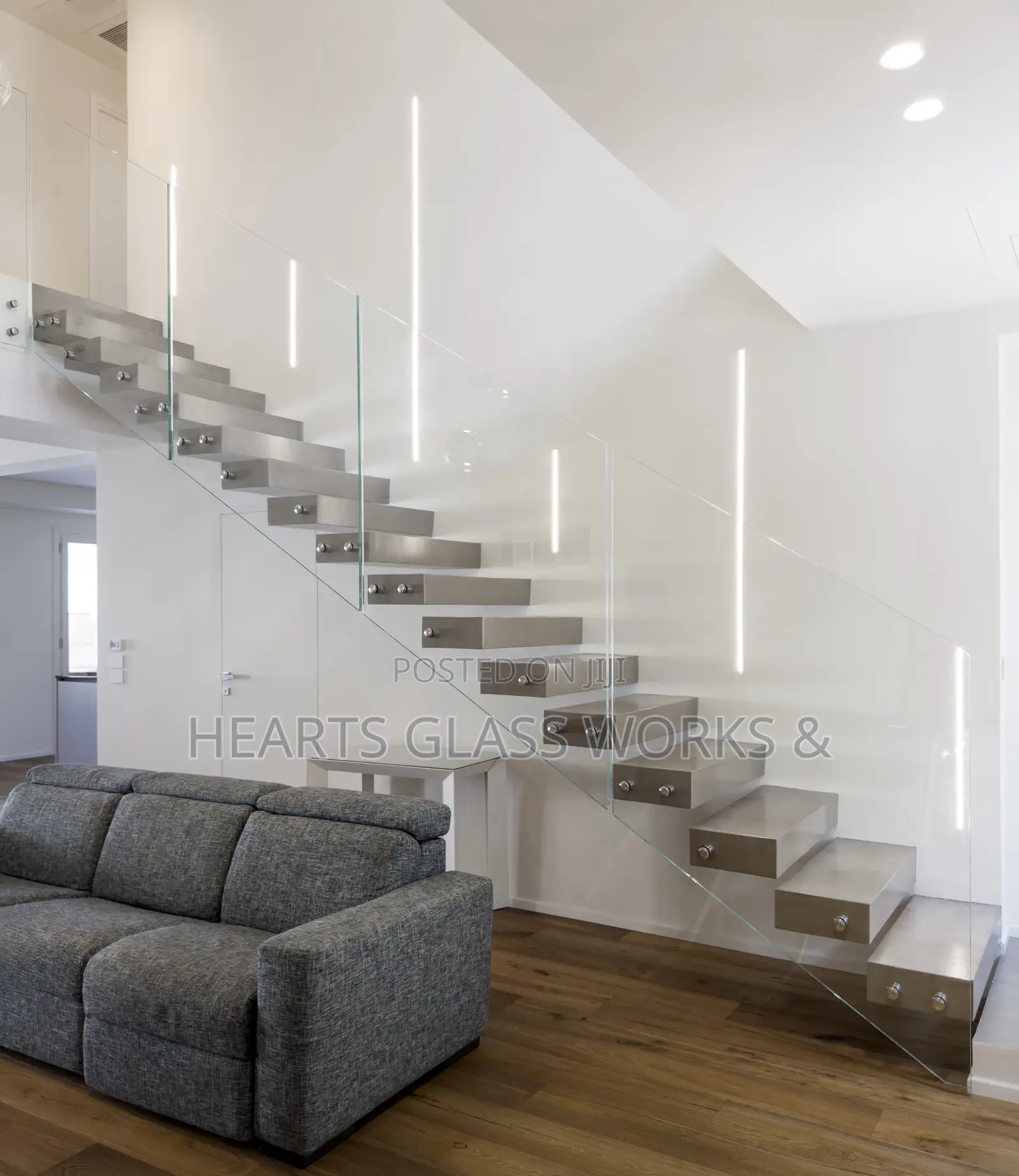 Floating Stair Glass Railing System in Lekki,Lagos. Nigeria