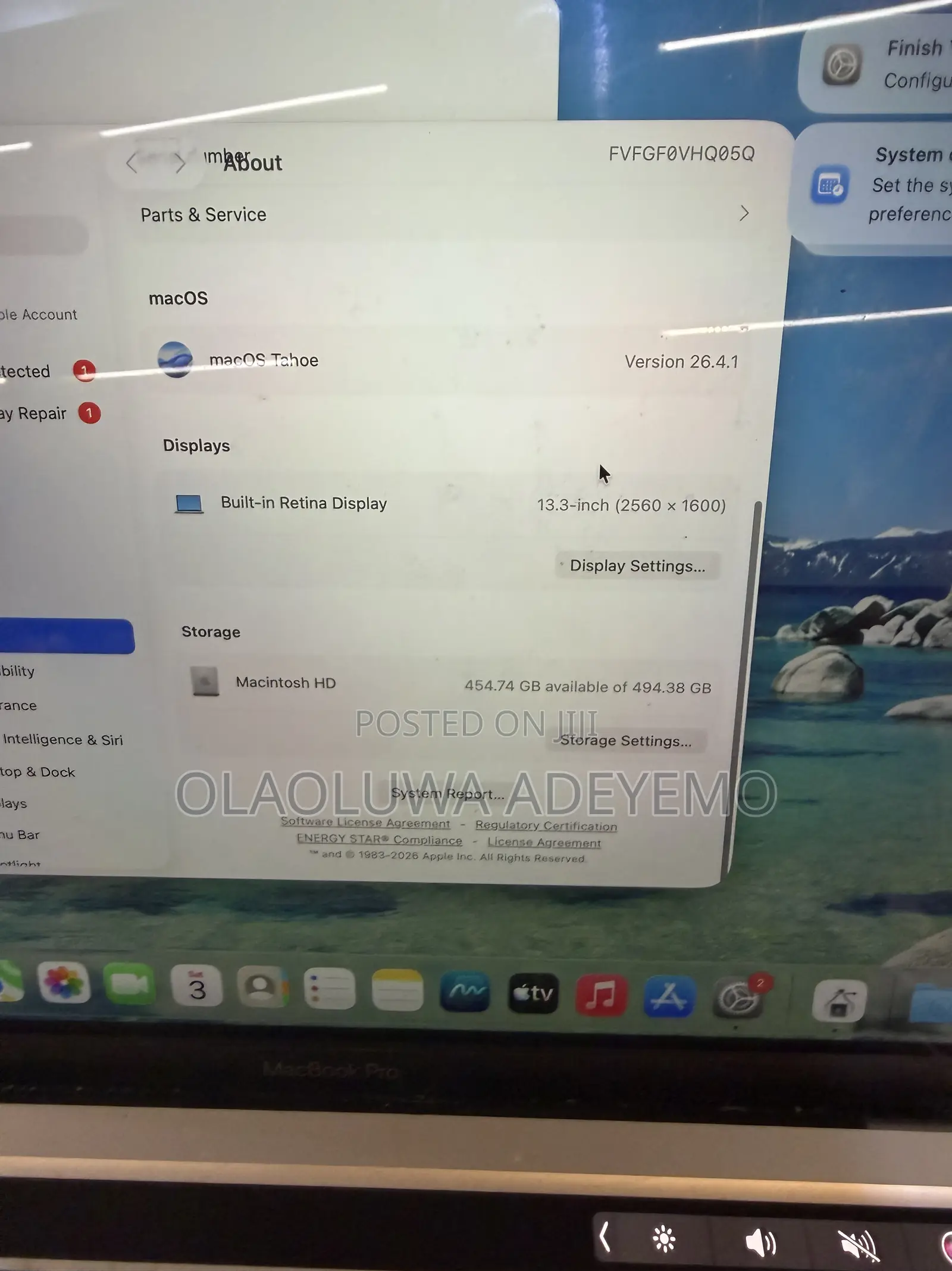 Laptop Apple MacBook Pro 2020 16GB Apple M1 SSD 512GB