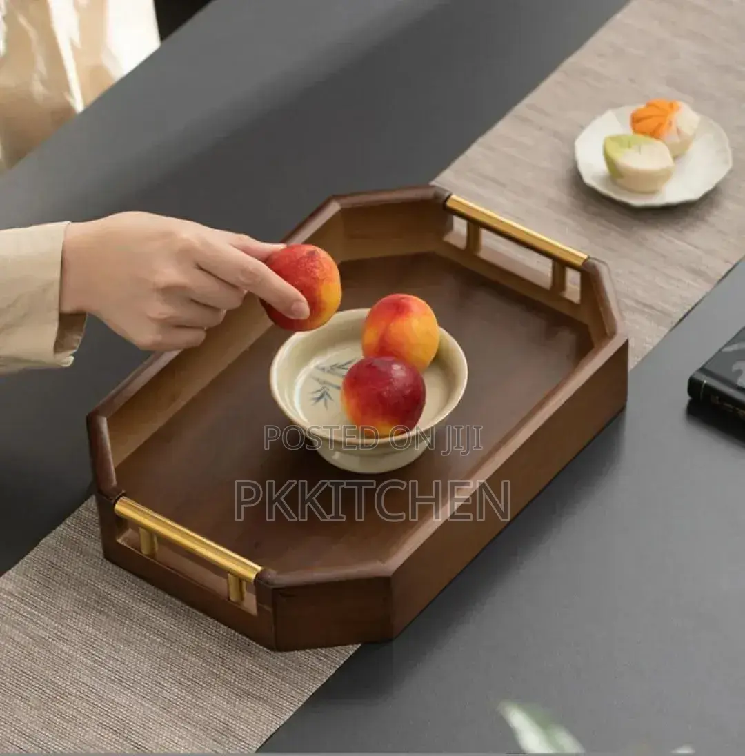 3in1 Bamboo Tray Set With Metal Gold Handle