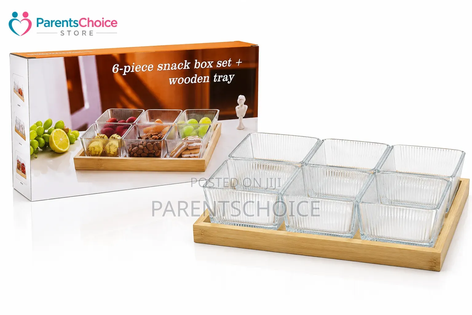 6-Piece Snack Box Set With Wooden Tray