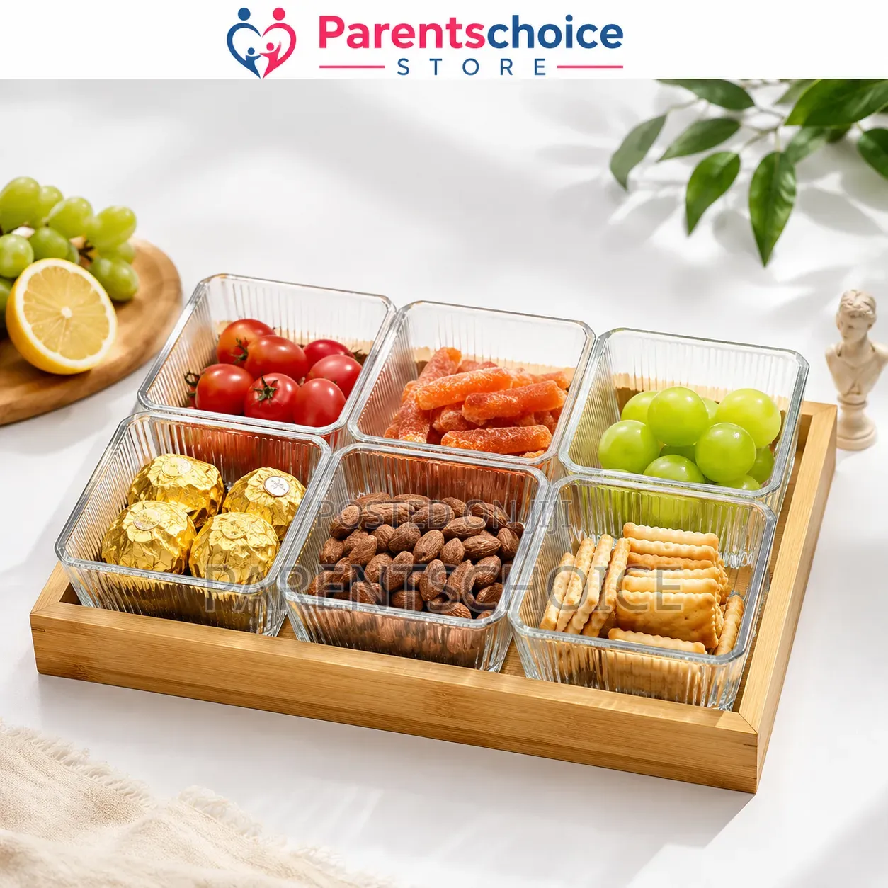 6-Piece Snack Box Set With Wooden Tray