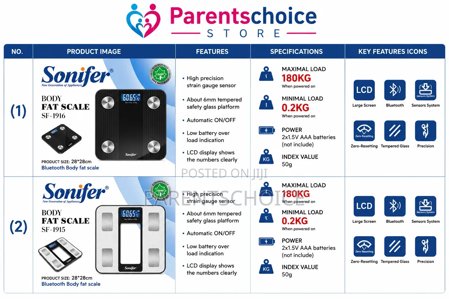 Sonifer Bluetooth Body Fat Scale (Sf-1915 Sf-1916)