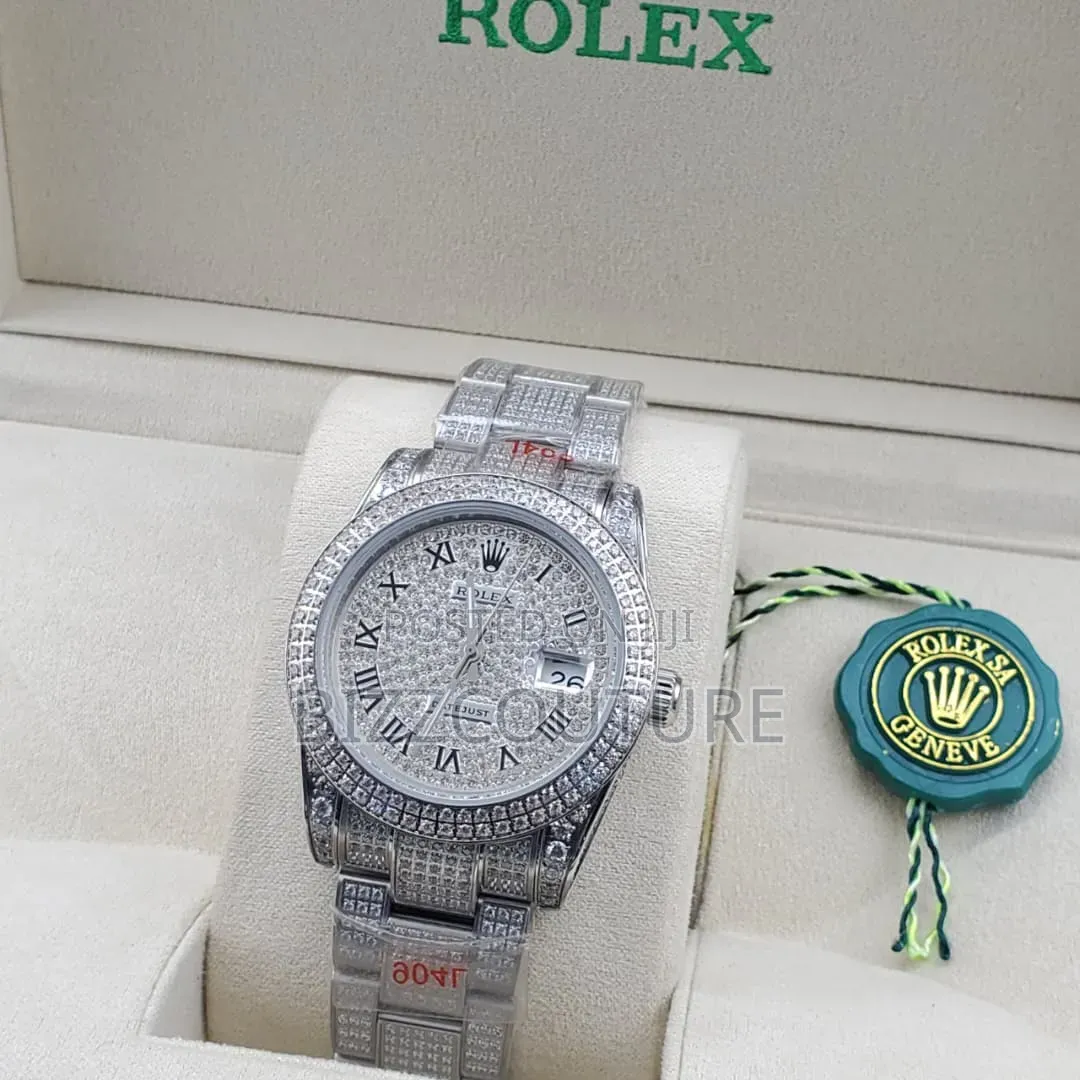 Original Rolex Date-Just Steel Watch Iced Out Chain Available in Store