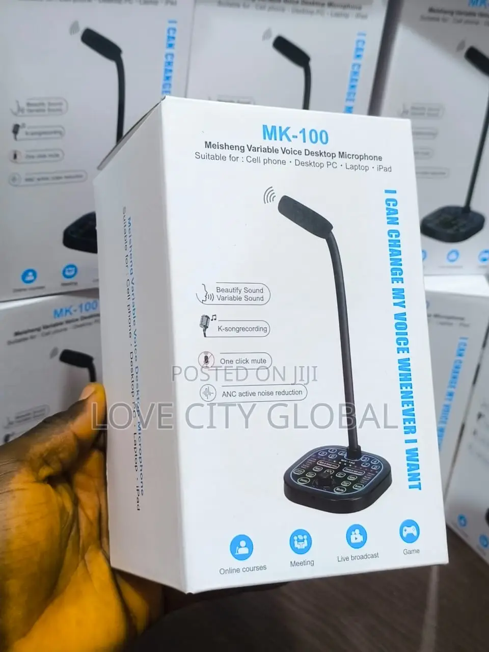 Soundcard Condenser Microphone Mk100 Voice Changer Anc, One-Click Mute
