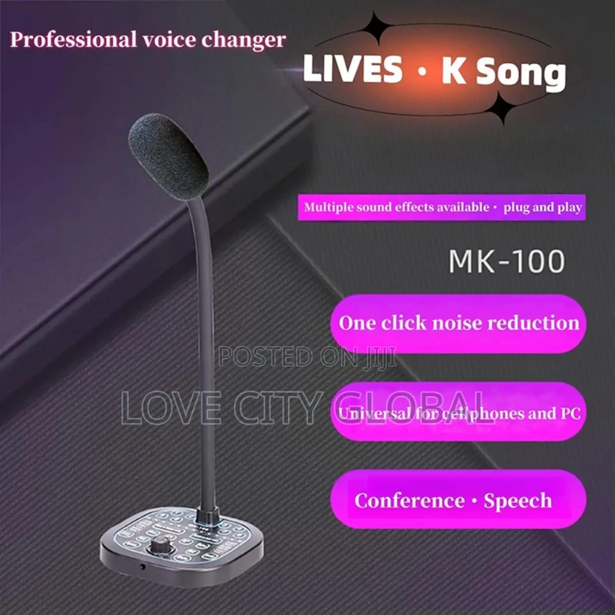 Soundcard Condenser Microphone Mk100 Voice Changer Anc, One-Click Mute