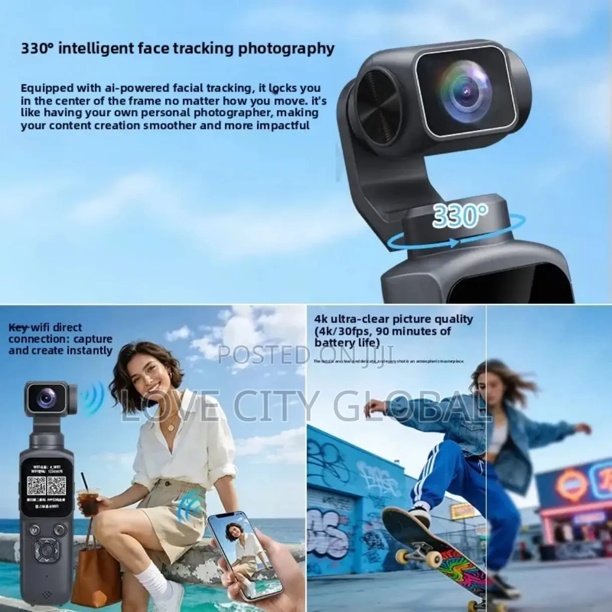 Touchscreen Vlog Hd Pocket Camera Smart Face Tracking 330° Rotation