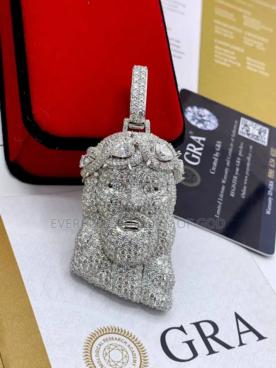 VVS Moissanite Diamond Jesus Pendant on Cuban Necklace With Tester