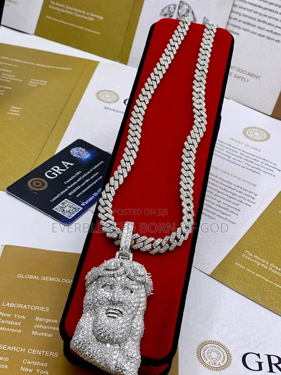 VVS Moissanite Diamond Jesus Pendant on Cuban Necklace With Tester