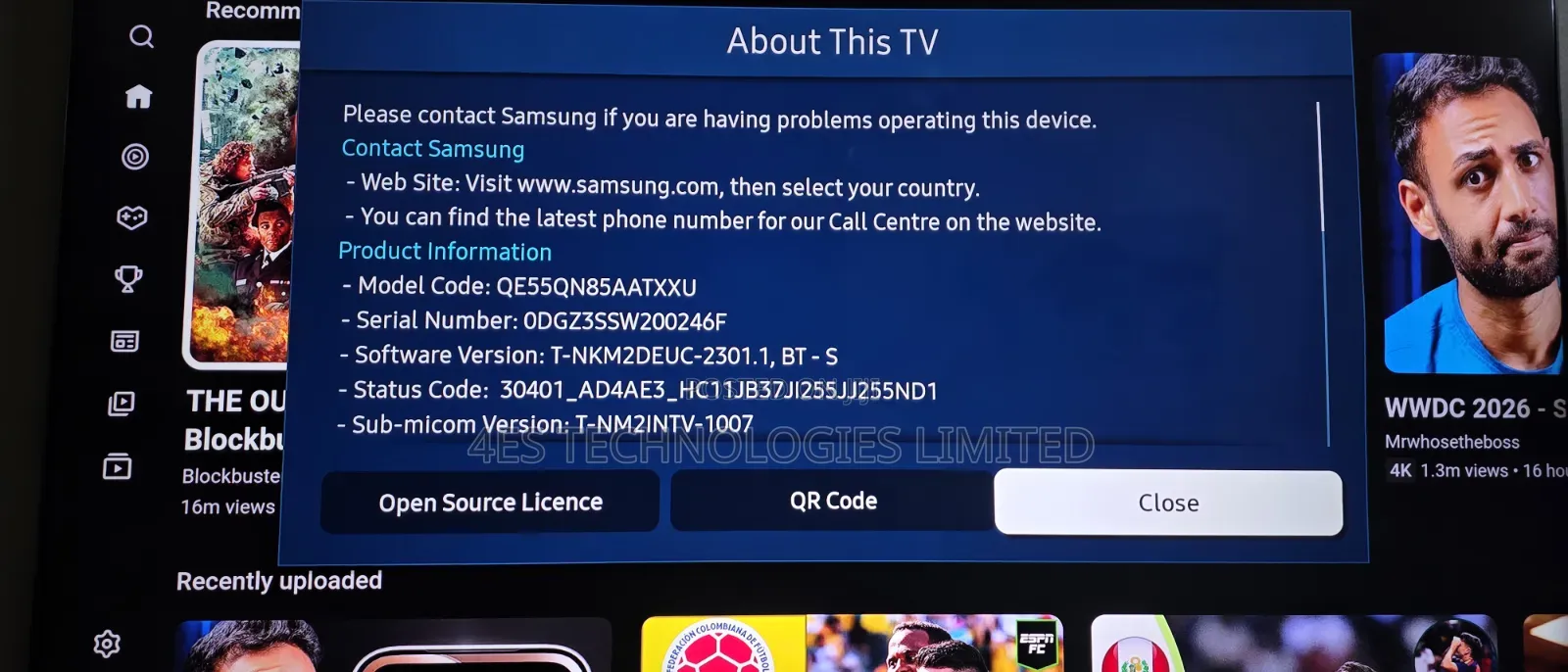 Samsung 55 inches Neo Qled Smart Tv. 55qn85a