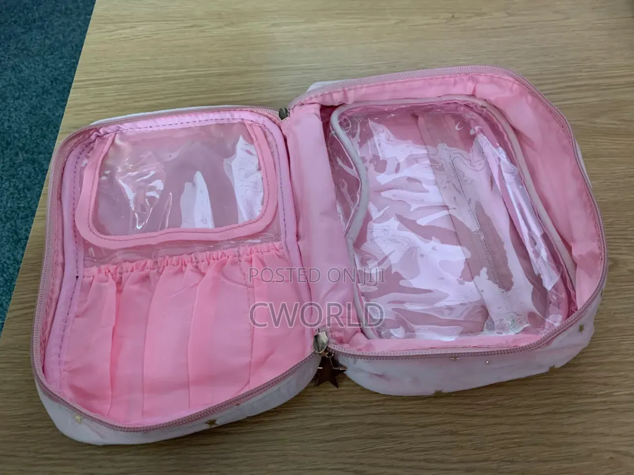 Velvet Star Cosmetic Bag – Blush Pink + Gold