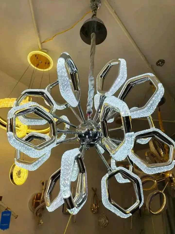Modern Crystal Lustre Ceiling Chandelier Gold Irregular Ring Pendant