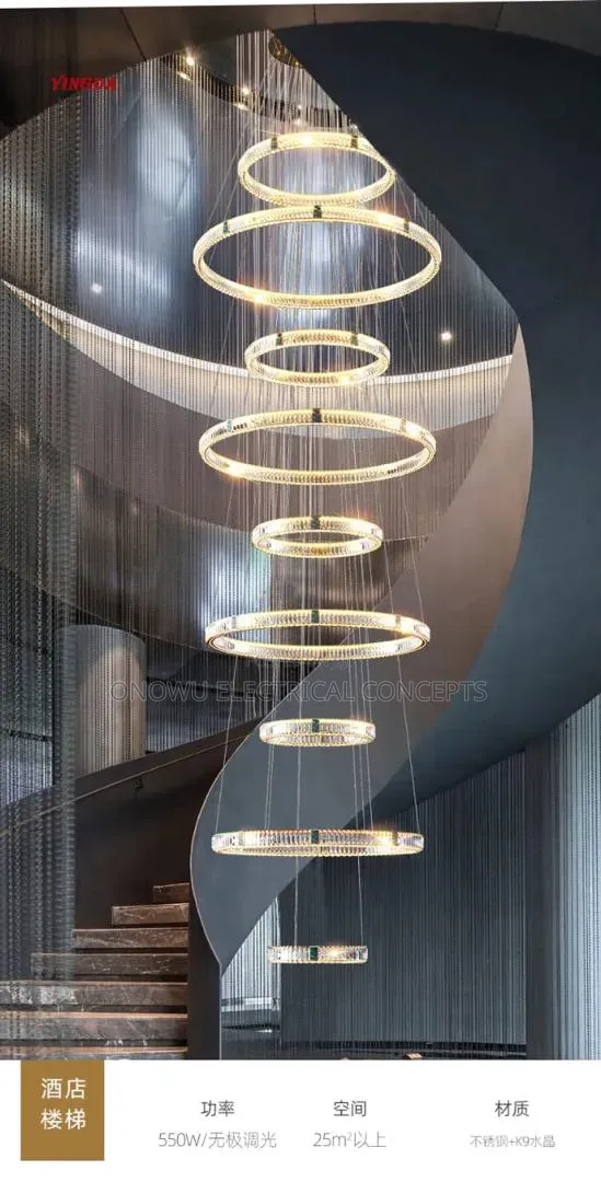 European Style, Duplex Building, Crystal, Simple, Large Chandelier