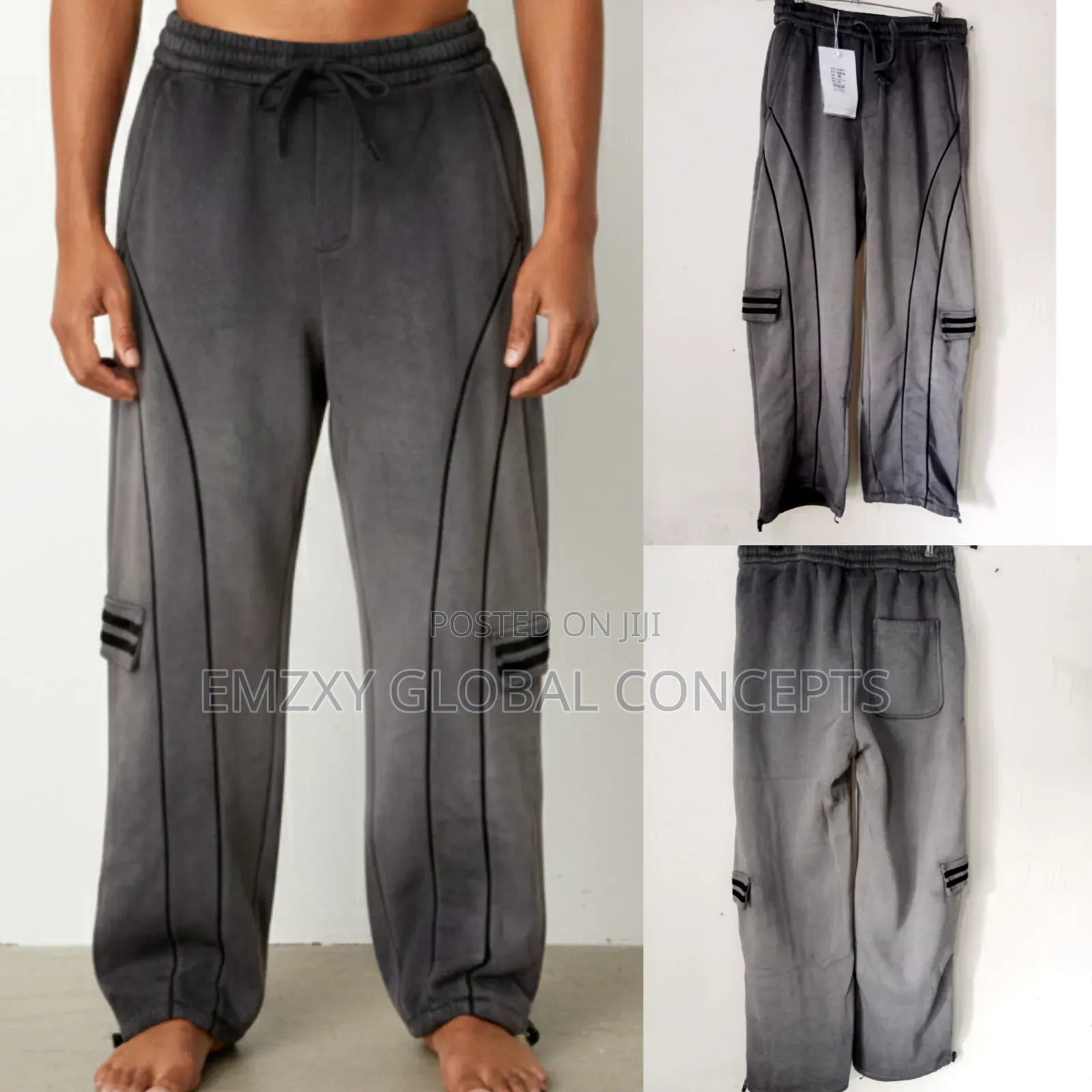 Vintage Washed Wide-Leg Joggers