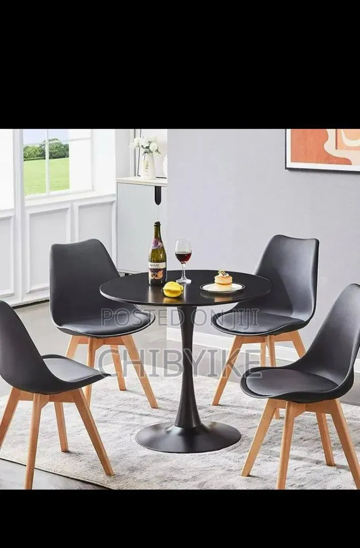 Restaurant Set With Single Pole Table and Chairs With Foam 4 PCS Chair