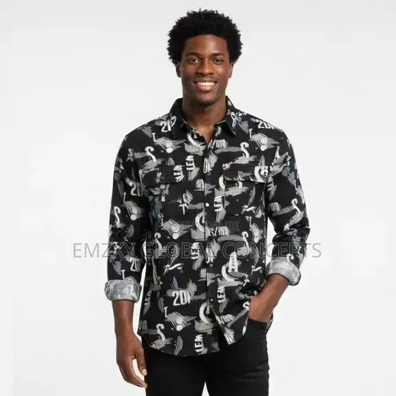 Casual Men Printed Denim Shirts.