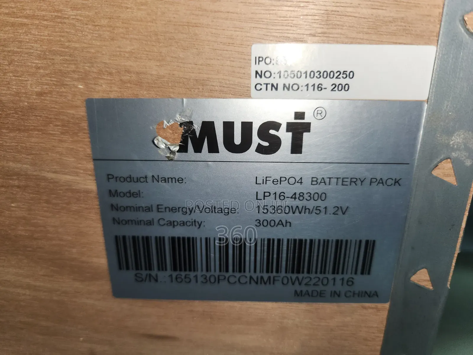 Must 15.3kwh 48v 300ah Lithium Ion Battery