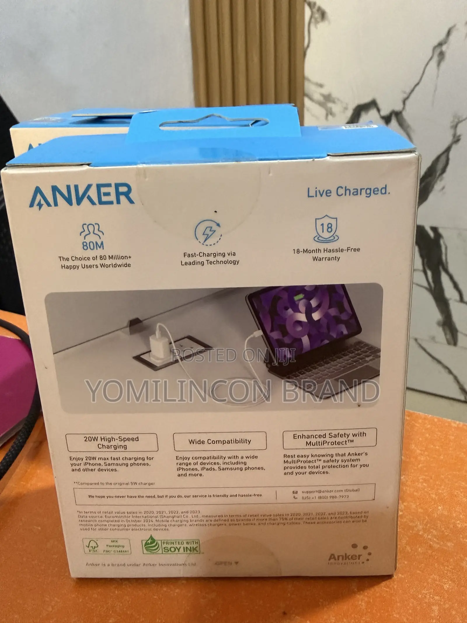 Anker Select Charger (20watt) With 5ft Usb-C Cable - White