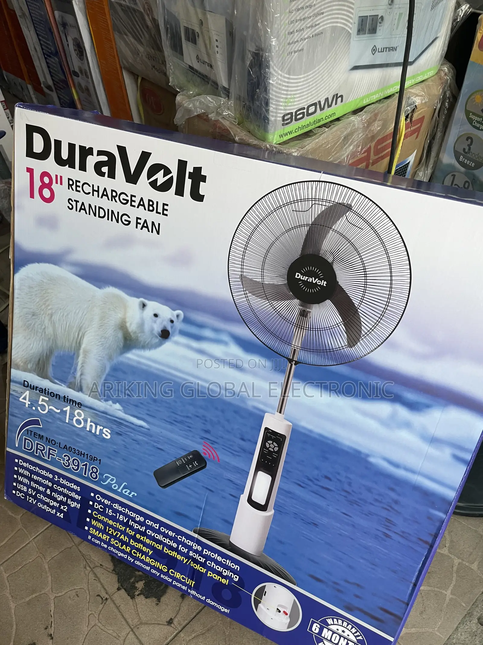 Duravoit Rechargeable Fan With Big 12v7ah Battery