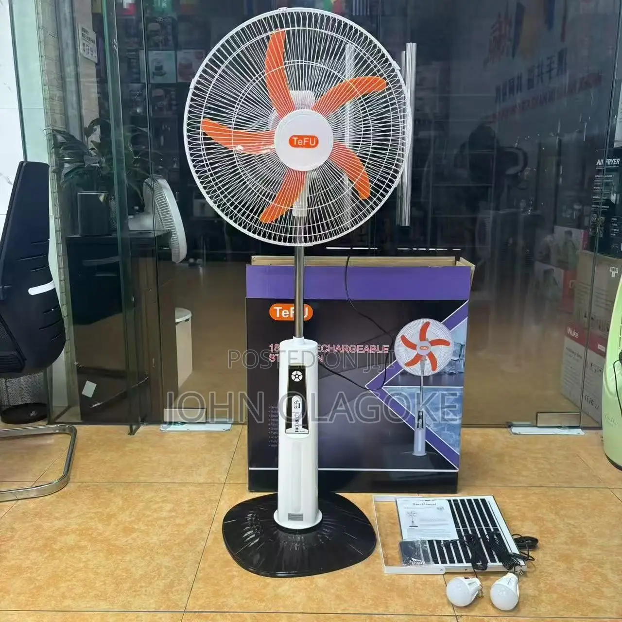18" Inches Tefu Long Lasting Solar Fan With Panel and 2bulbs