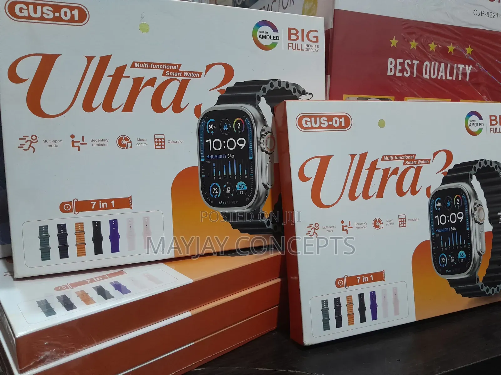 Ultra 3 Smart Watch Big Amoled Display 7in1 Fitness Call Notification