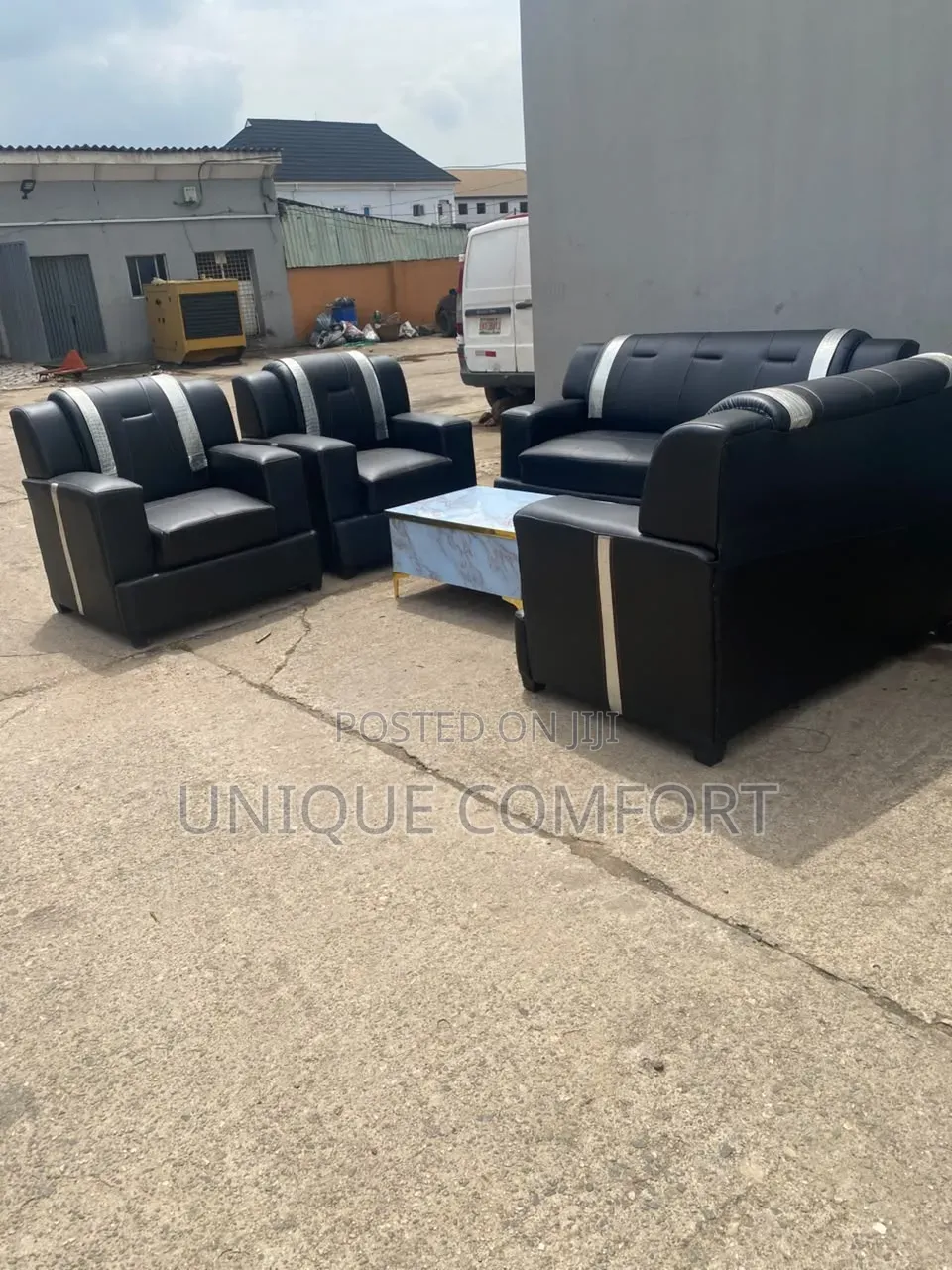 Brand New Real Leather Full Padded 7 Seaters Sofa Set With Table