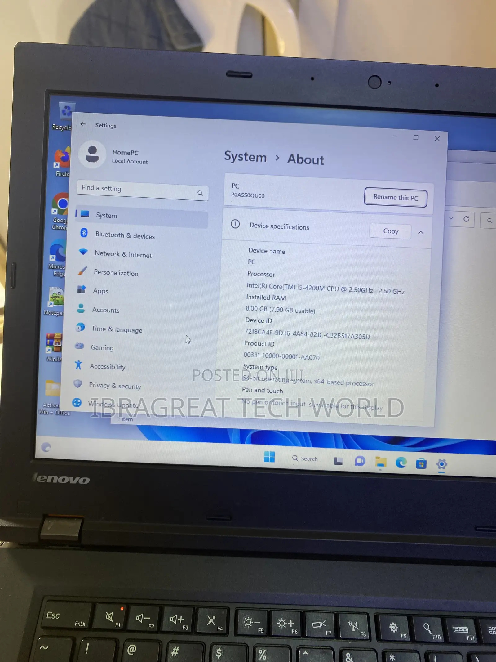 Laptop Lenovo ThinkPad L440 8GB Intel Core i5 HDD 320GB