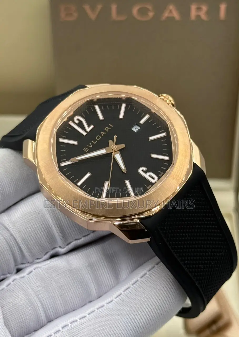Bvlgari Quality Luxury Men Rubber Wristwatch