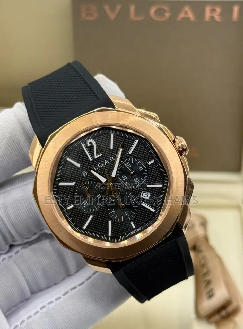 Bvlgari Quality Luxury Men Rubber Wristwatch