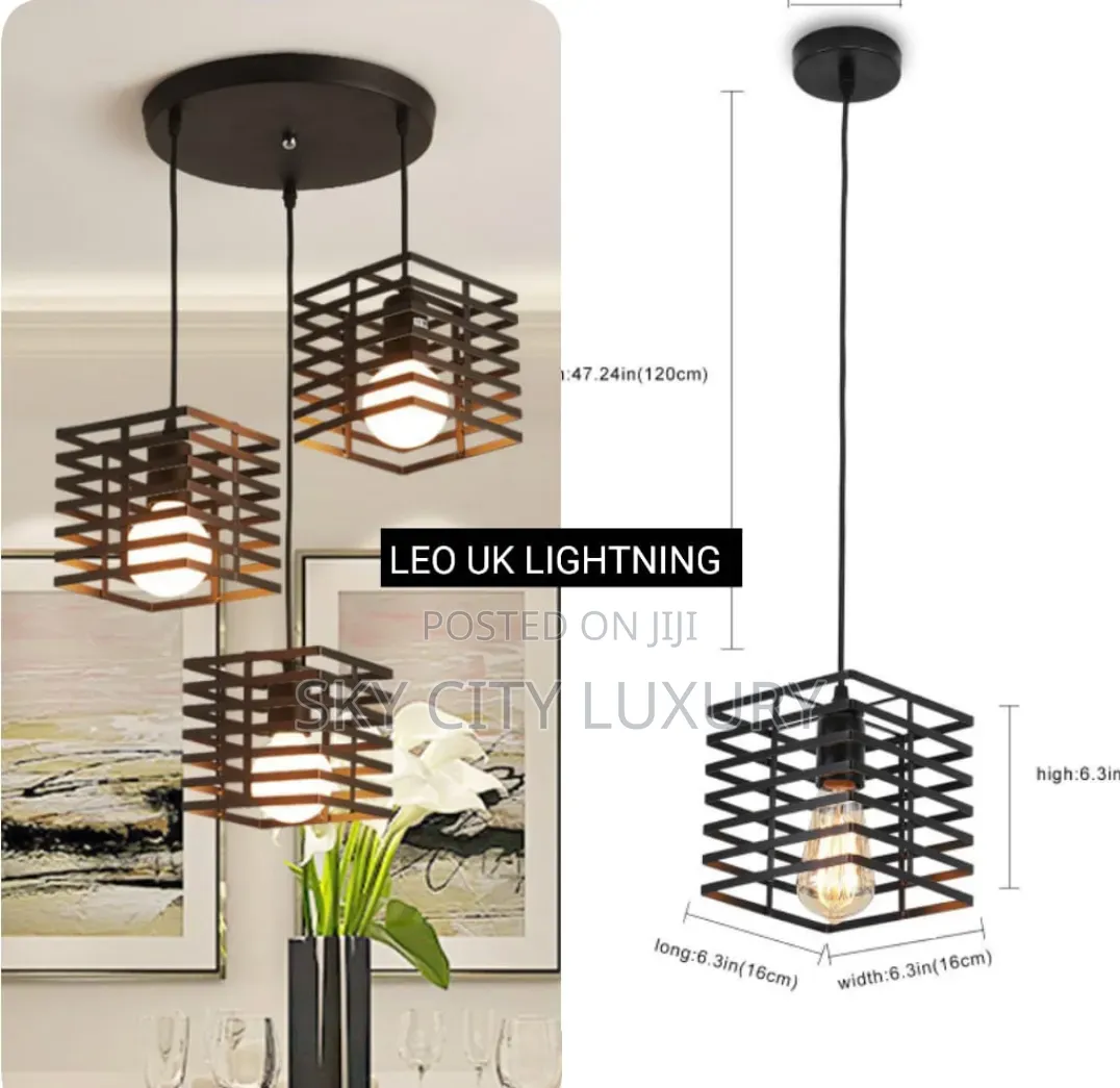 Vintage Metal Cage 3in1 Cast Pendant Light