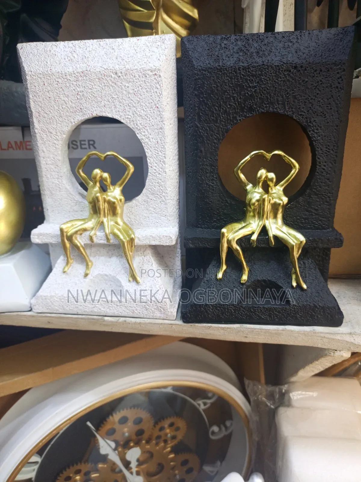 Metal Figure Sculpture Brass Body Crystal Sitting Statue