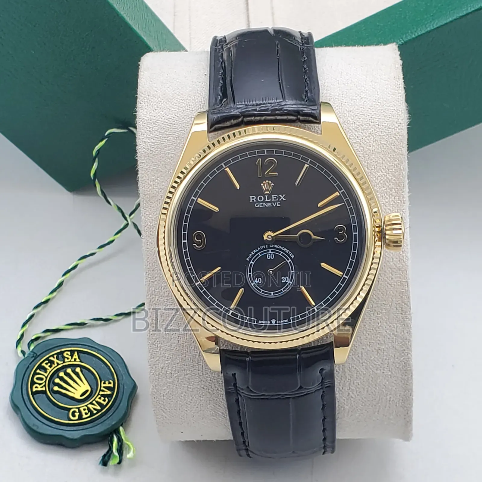 Original Rolex Geneve Leather Strap Watch Available in Store