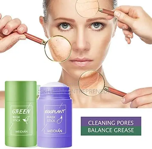 Meidian 2pcs- Green Tea and Egg Plant Face Mask Stick